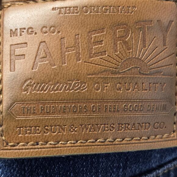 Faherty Jeans Womens 25 Straight Leg Distressed Organic Cotton Mid Rise Indigo - Picture 6 of 14